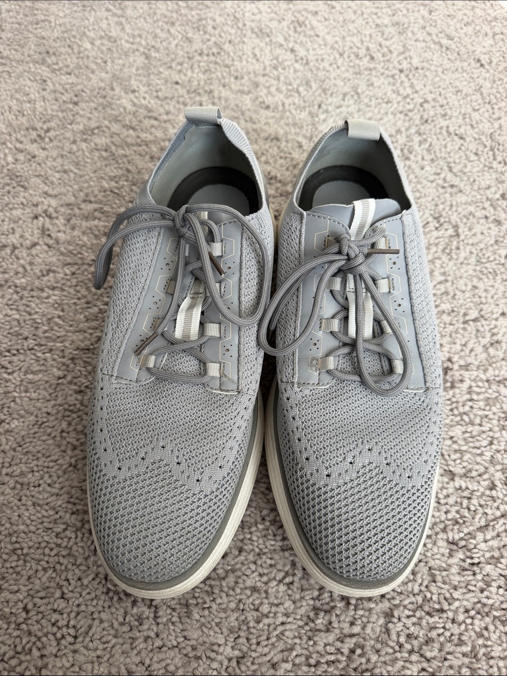 Men's Knit Wingtip Derby Shoes - Light Gray